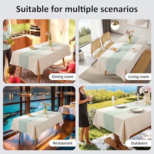 Linen Tablecloths for Rectangle Tables,Fabric Tablecloth Advanced Waterproofing Technology for Dinningroom,Farmhouse