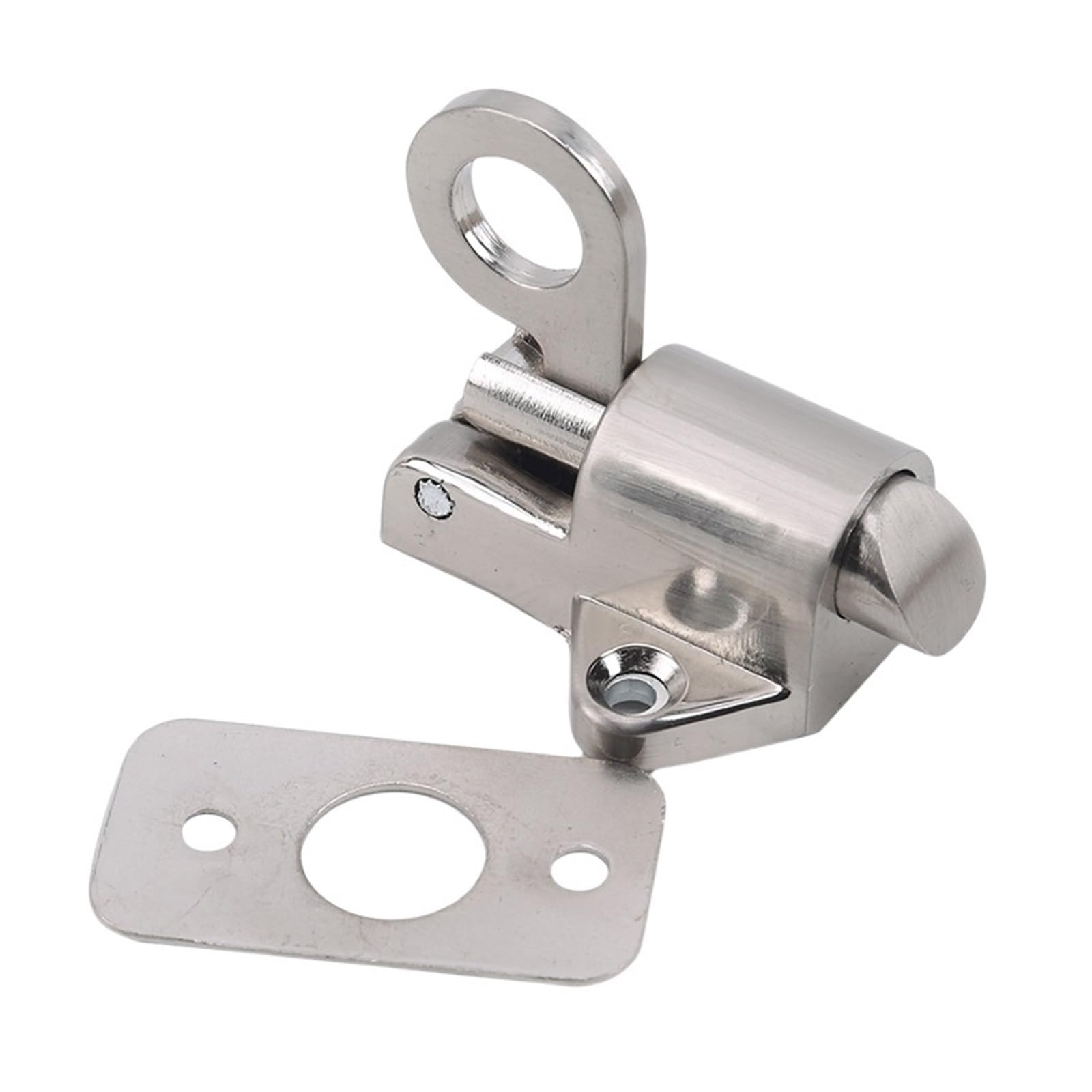 Cerradura de puerta con perno pestillo deslizante, cerradura aleación zinc, anillo seguridad for ventana, rebote resorte, tornillo plateado