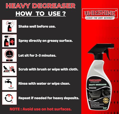 Image of Heavy Duty Degreaser for Car & Bike Engine Parts - Oil, Grease & Grime Remover, Fast-Acting Multi-Surface Cleaner (500mL Ready to Use)