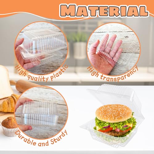 Image of Jizvxe 50 Pcs Clear Plastic Take Out Containers,Clear Plastic Square Hinged Food Container with Lids,Disposable Clamshell Dessert Containers for Salad,Pasta,Hamburger(5.3 x 4.7 x 2.8 in)