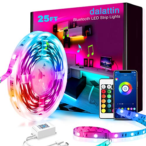 Dalattin 25Ft Led Lights 300Led Bright Led Lights For Bedroom With App Control Music Sync Color Changing Led Strip Lights cover