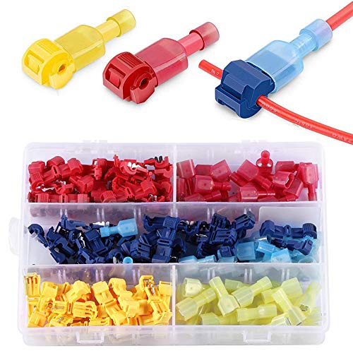 140pcs T-Tap Electrical Wire Connectors Terminals - Self-Stripping Quick Splice Connectors, Insulated Male Quick Disconnect Terminals Kit