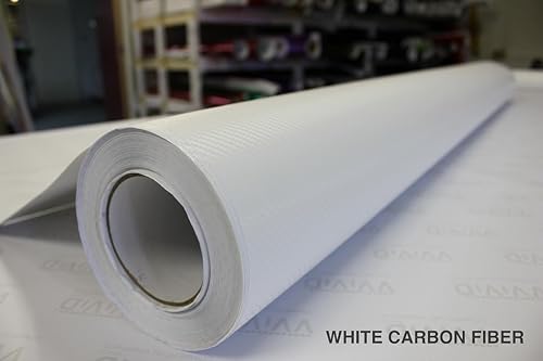 Miniatura 2 de VViViD Tela de vinilo marina con acabado de piel sintética de fibra de carbono blanca resistente a la intemperie (3 pies x 54 pulgadas)