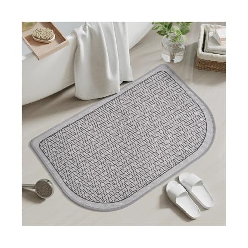 Tapis de bain demi-cercle 50x80cm absorbant avec support caoutchouc - 2