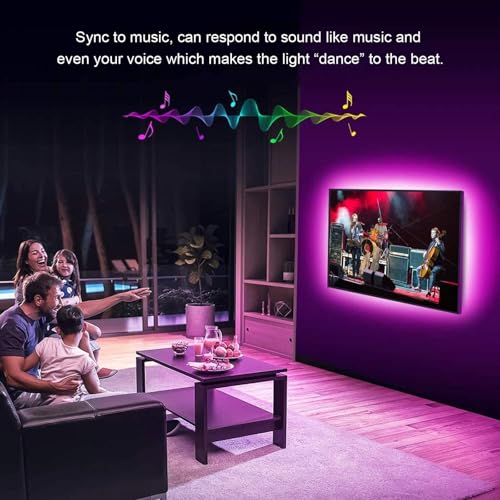 TASMOR 5M USB Powered LED Light Strip, RGB LED Strip Light with Remote, Music Sync, 4 Dynami Modes 16 Colors Dimmable, TV LED Backlight for Bedroom, Party, Kitchen, PC - Image 4