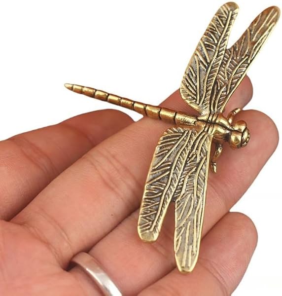 Brass Dragonfly Butterfly Bee Figurines – Mini Metal Insect Collection Ornaments for Home Desk Decor (style1) - 2