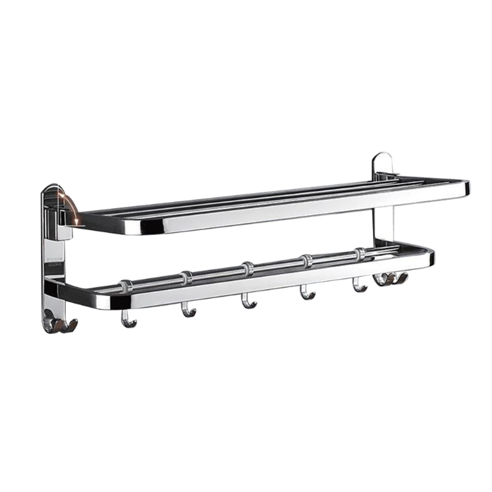 Barre de serviette inox avec crochet coulissant et support mural pliable pour rangement salle de bain