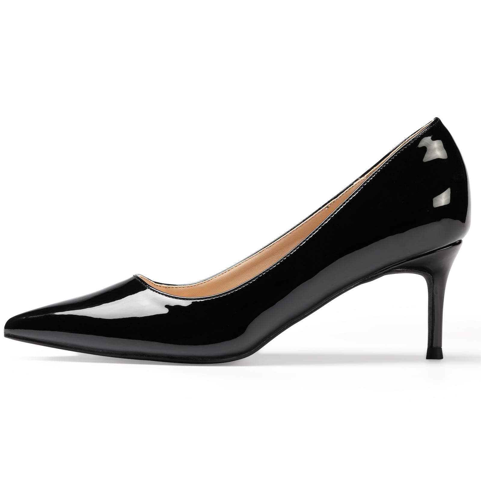 GENSHUO Damskie czółenka na niskim obcasie eleganckie szpilki ze szpiczastym noskiem 6 cm / 2,36 cala buty na wysokim obcasie do pracy weselnej na imprezę