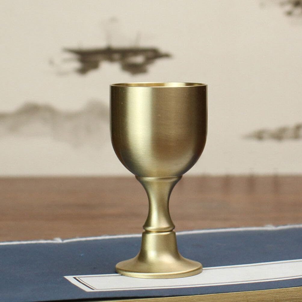 IMIKEYA Brass Wine Glass Wiccan Cup Liqueur Cup Chalice Goblet Vintage Chalice Goblet Footed Wine Communion Holy Grail Copper Alloy - Image 2