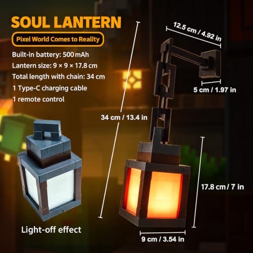Image of Pixelated Lantern Night Light, 16 Colors, Rechargeable with Remote