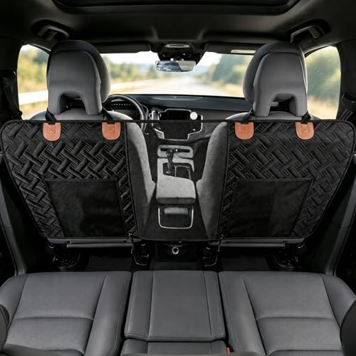 Eosarcu Barrière de sécurité pour Chien en Voiture, Filet de séparation pour Chien, barrière pour Animaux avec 2 Compartiments de Rangement en Filet, Universelle pour Voiture, SUV, Camion