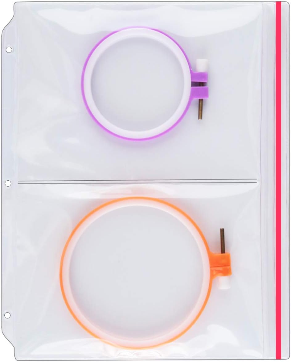 StoreSMART – Multi-Pocket Zipper Binder Page for Embroidery & Cross-Stitch Hoop Storage – 2 Pocket - 25-Pack - (CRFT600-2-HOOP-25)