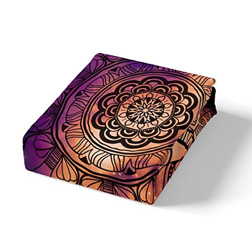 Erosebridal Mandala Bedding Set, Tie Dye Comforter Cover, Paisley Spiral Vortex Swirl Quilt Cover, Gypsy Purple Boho Hippie Chic Trippy Floral Exotic Style Duvet Cover Black Decor 3Pcs King Size #TOP1