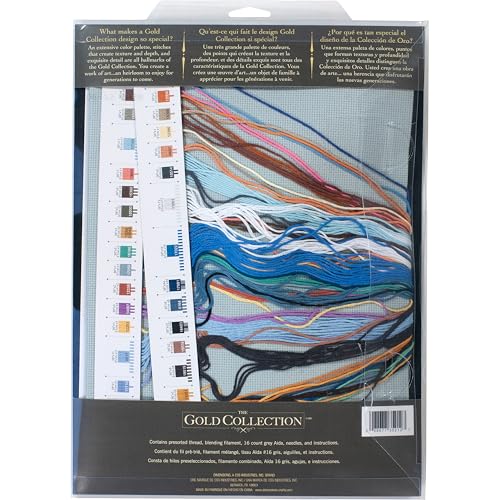 Image of Dimensions Gold Collection Counted Cross Stitch Kit, Aurora Cabin, 16 Count Dove Grey Aida, 16'' x 12''