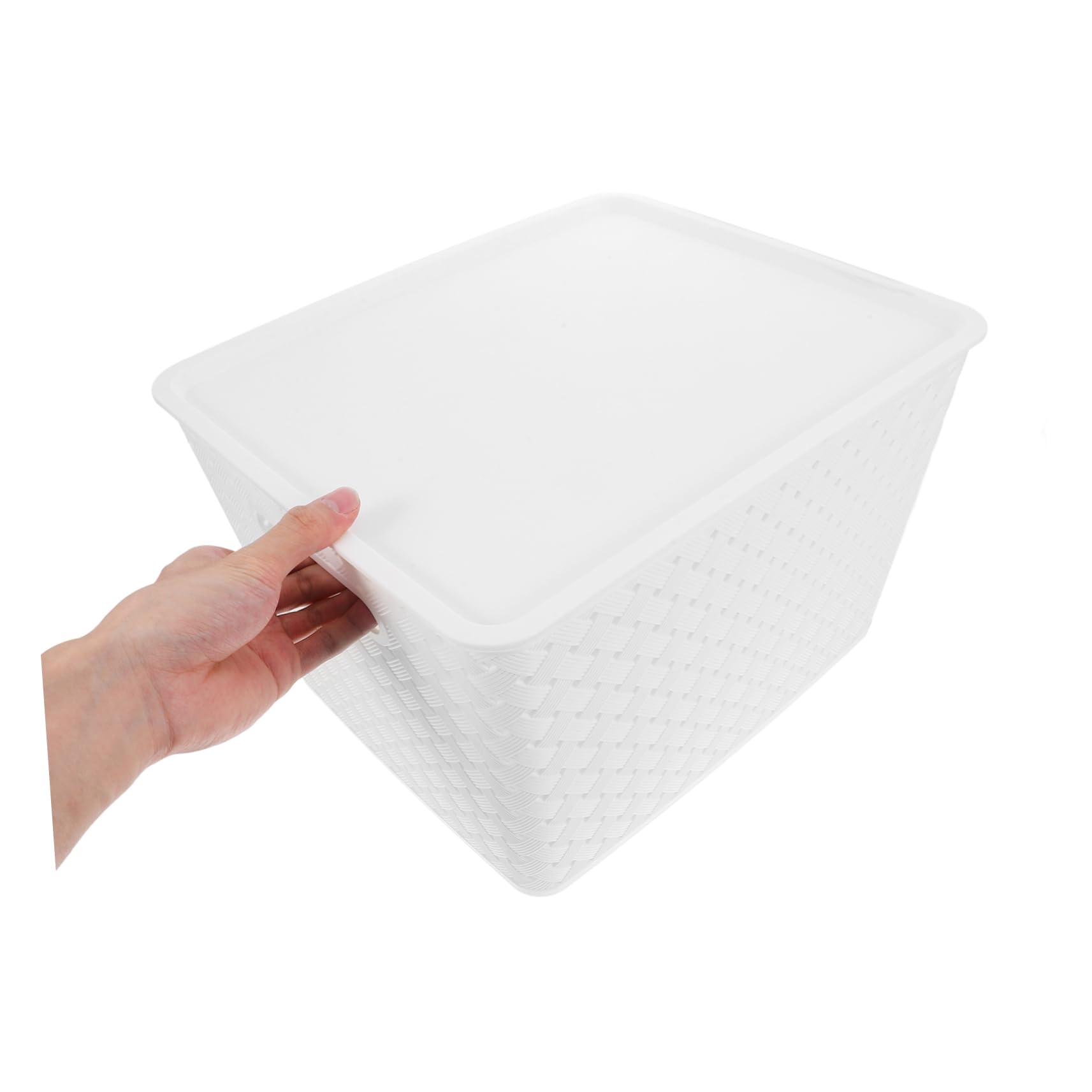 Amazon｜蓋付き収納バスケット 収納箱 整理収納 白 プラスチック 大号