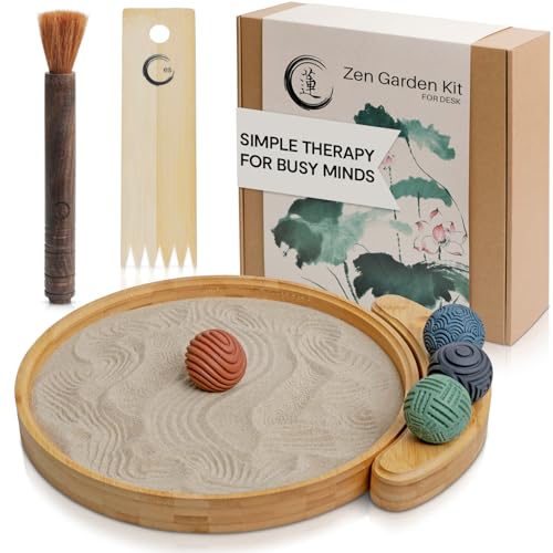 ENSO SENSORY Japanese Zen Garden Kit for Desk – 12” Bamboo Sand...