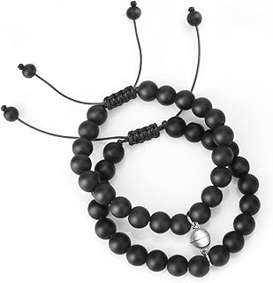Reaowazo Couples Bracelets Magnetic Matching Couple Bracelet Set Mutual Attraction Natural Stone Beads Jewelry Gifts for Boyfriend Women Men, Natural Stone Beads, natural stone,