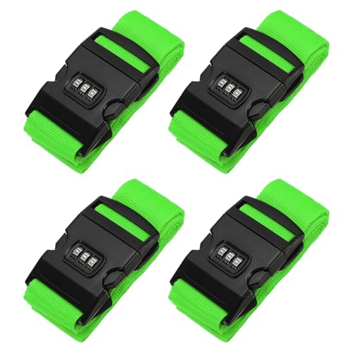 Image of PATIKIL Luggage Straps, 4 Pack Suitcase Straps Adjustable Luggage Belts Strap with Combination Lock for Luggage Suitcases Travel, Green