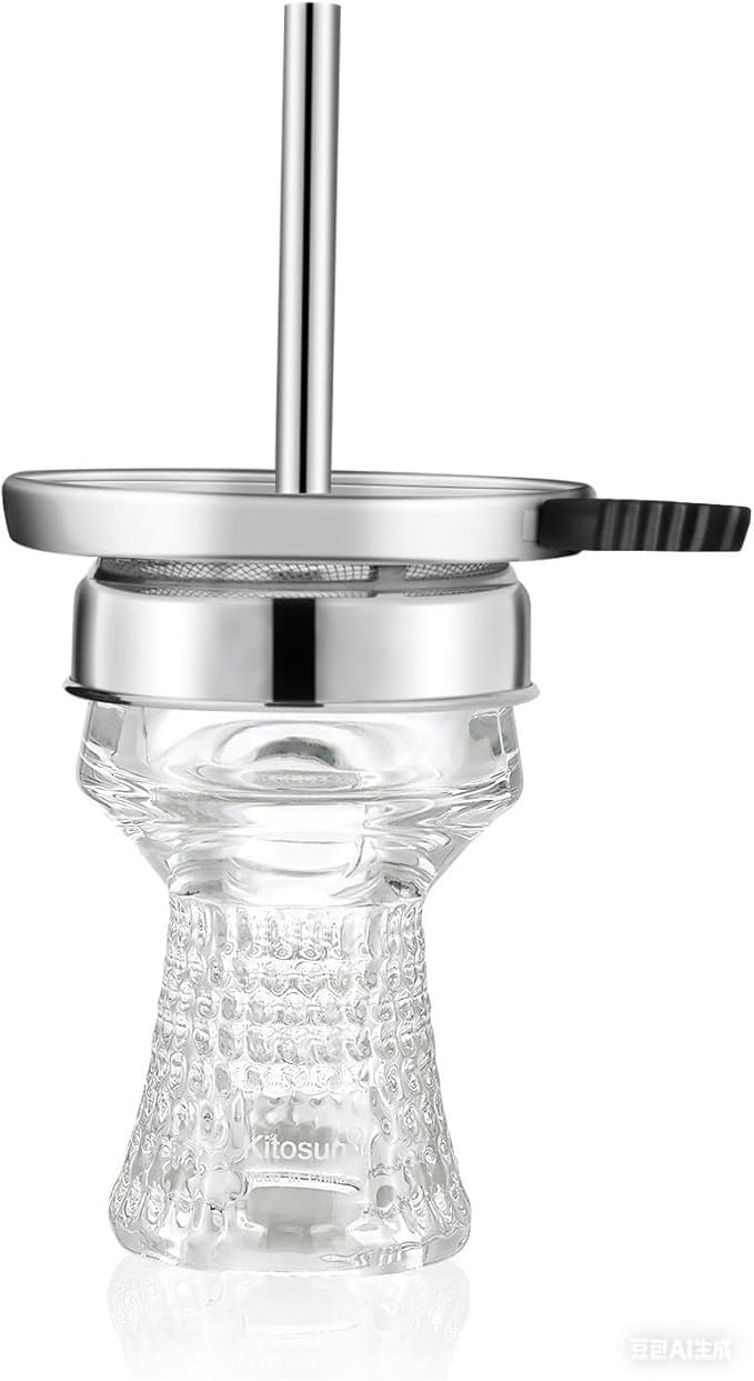 Hookah Bowl Set Crystal Glass Shisha Bowl Hookah Head Tabacco Bowl with Heat Management Screen Hookah Charcoal Holder for Better Narguile Huka Smoking Easy Replace Charcoal Easy to Clean
