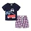 Gingham Short Set Vehicle Navy Blue