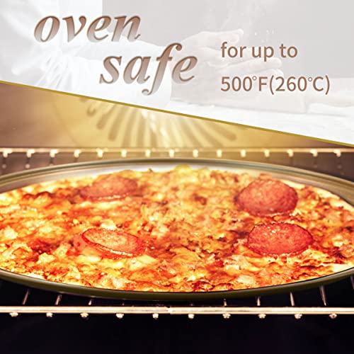2 Pack Pizza Pan,Non-Stick Perforated Pizza Pans Compatible For Breville,Cosori Smart Oven,12.6 Inch Pizza Baking Pan,Golden Carbon Steel Pizza Tray,Organosilicon Coated Crisper Pan,Dishwasher Safe #TOP4