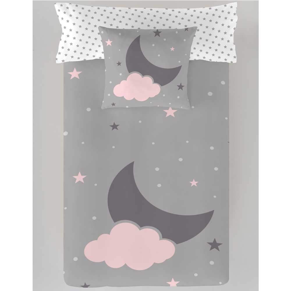 COTTON ARTean Funda Nórdica Infantil Reversible Cama 90 Luna Y Nube algodón poliéster Funda edredón 150x260 + 1 funda almohada