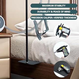 CPAP Hose Holder, CPAP Hose Holder for Bed Adjustable Height and Angle, CPAP Hose Hanger CPAP Tube Holder Avoid Hose Entanglement, CPAP Holder Bedside Anti-Rust Alloy, Black