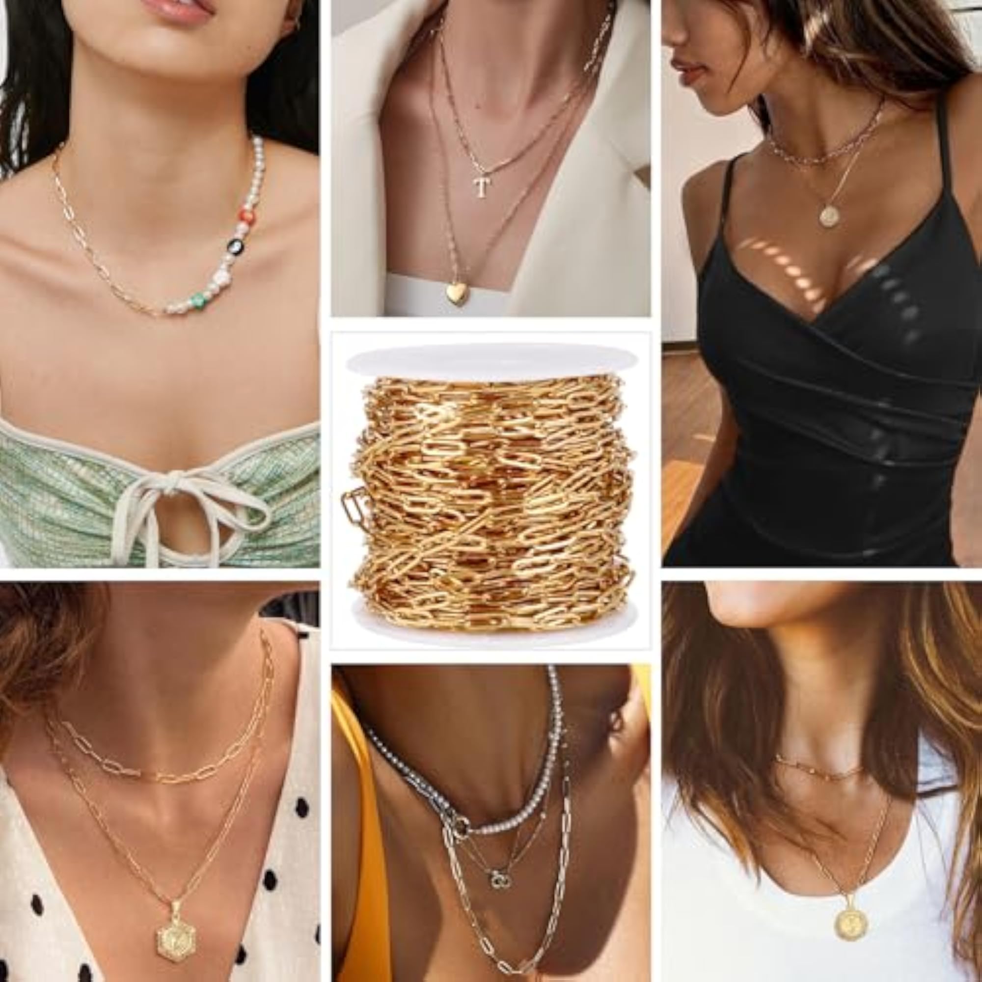 Stainless Steel Paperclip Chains for Jewelry Making, Bulk Set
