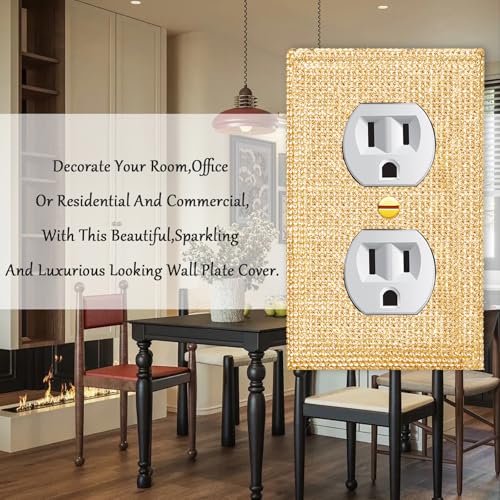 Image of 2 Pcs Shiny Golden Rhinestones Switch Plates And Outlet Covers Wall Plates Light Switch Cover Decorative Outlet Covers