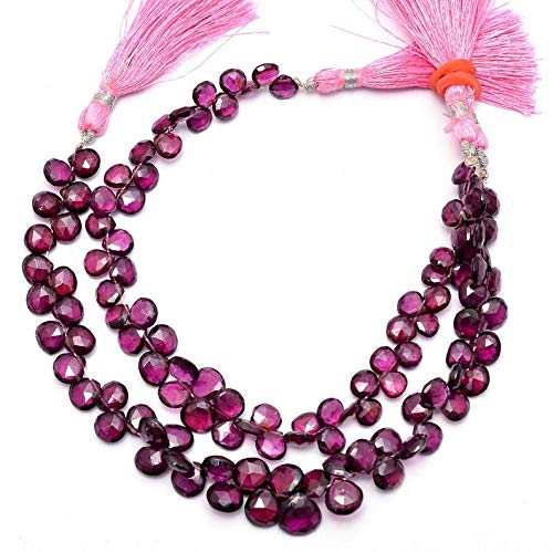 Rhodolite grenat perles briolette coeur pierres semi-précieuses naturelles 8 pouces strand