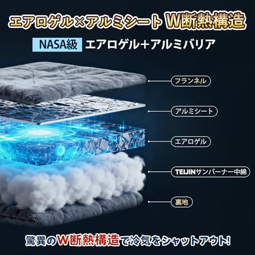 【帝人サンバーナー】厚手 毛布 シングル 【エアロゲル×アルミシート超断熱】冬用 あったか 光触媒 CICA保湿 ブランケット フランネル 襟付き 二枚合わせ 洗える 毛抜けない 静電気防止 暖かい 吸湿発熱 蓄熱 抗菌防臭 防ダニ 140x200cm ライトグレー [2]