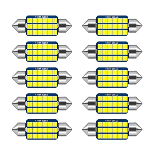Lumitrex 10 Pièces Ampoules Navette LED 12V 41mm 42mm C5W Canbus Sans Erreur Lumière Blanche 6000K Super Brillante Ampoule LED C5W 42mm 5W Voiture Intérieur...