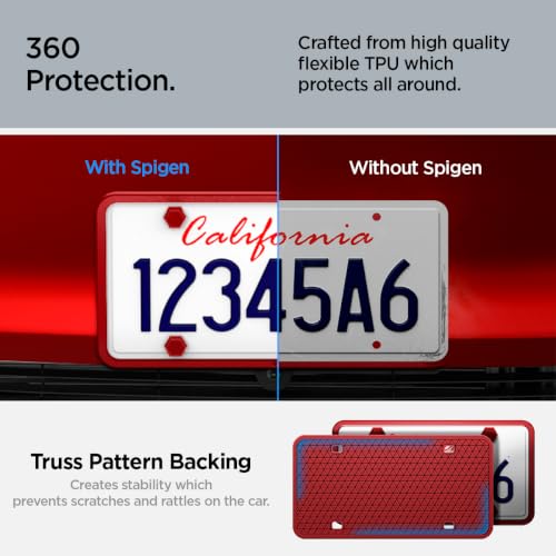 Image of Spigen 1 Pack Car License Plate Frame Holder Screws&Install Kit-Ultra Red