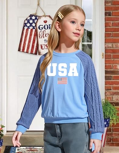 Image of CAZYCHILD Girls 4th of July Shirt Boys USA Tshirt Kids American Flag Sweatshirt Patriotic Pullover Tee Tops