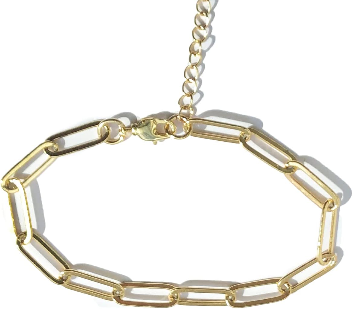 14K Real Gold Plated Bracelet and Necklace Chunky Yellow Pure Gold Filled Chain Bracelet for Women Thin Chain Waterproof Yellow Chain Gold Filled Chain Link Gold Bracelet for Women | Handmade in Florida - Image 4