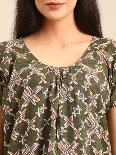 Image of Rupa Jon Aishwarya Women Full Length Printed Nighty in Premium Cotton Blend Fabric, Night Dress, Maxi Nighty for Comfortable Everyday Wear, Free Size