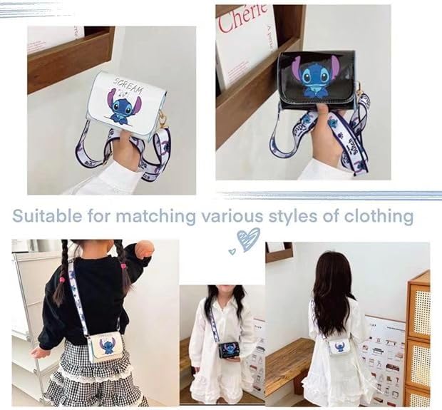 for stitch crossbody bags for women teenagers girls purse shoulder bag for shopping vacation stitch gifts for girls white