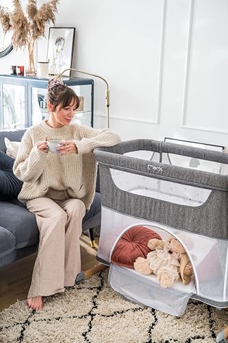 Momi SMART Bed 4-in-1 Kinderbeistellbetten bis 15 kg, Beistellbett für Babys mit Matratze, Höhenverstellbar