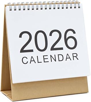 Mini Desk Calendar 2026, Small Desktop Calendar, Mini Standing Flip Academic Year Monthly Calendars for Planning Organizing Daily Schedule, Twin-Wire Binding