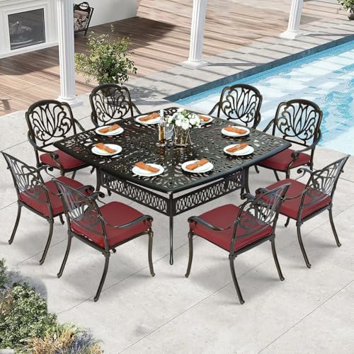 W WARMHOL 9 Piece Outdoor Patio Dining Set for 8