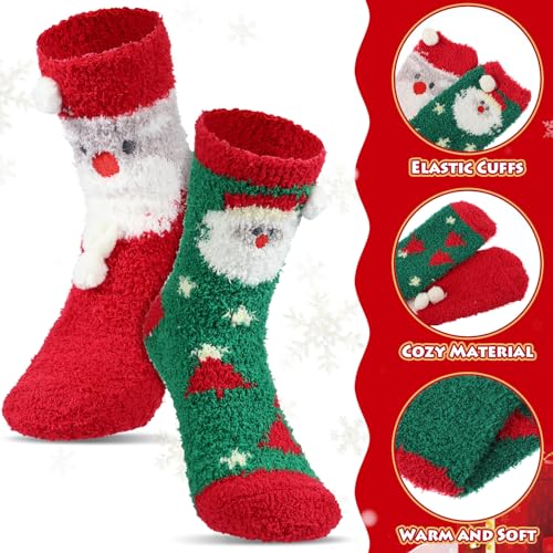 Image of Twistover 6 Pairs Christmas Fuzzy Socks Holiday Slipper Xmas Bed Socks with Gift Box for Holiday Adult Xmas Gifts