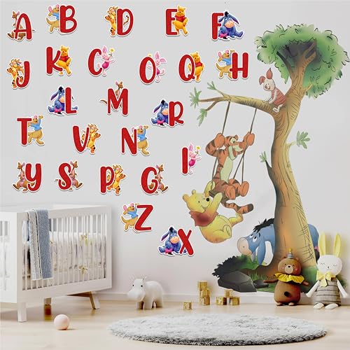 Sticker mural alphabet Winnie motif éducatif pour aménagement de crèche