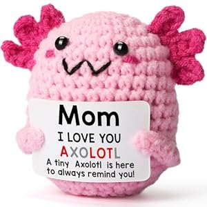 Mom Gift from Daughter, Mini Handmade Crochet Axolotl Gift for Mother's Day, Birthday & Christmas, I Love You Sentimental Funny Cute Small Unique Presents for Mama, Axolotl Doll Gift Mom Gift from Daughter Mini Handmade Crochet Axolotl Gift for Mothers Day Birthday Christmas I Love You Sentimental Funny Cute Small Unique Presents for Mama Axolotl Doll Gift
