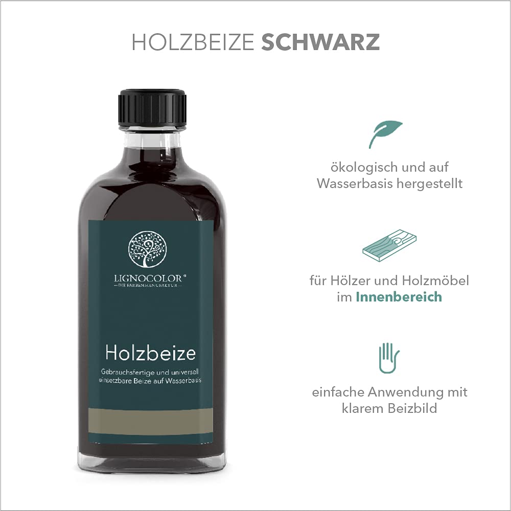 Lignocolor Holzbeize (2,5 L, Schwarz) umweltfreundliche Beize auf Wasserbasis für Holz