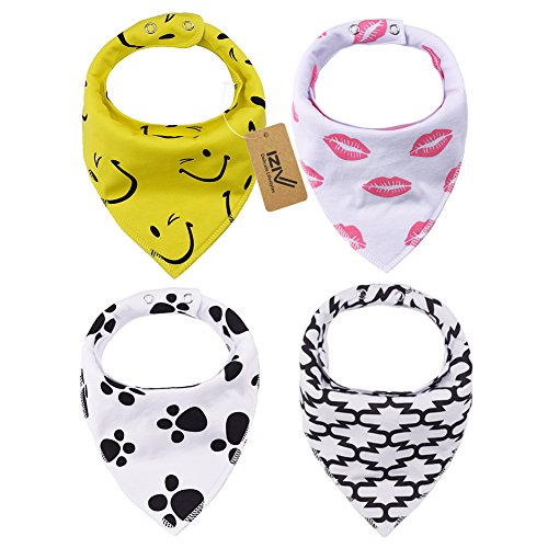 Couleur 1 Iziv Lot De 4 Bavoirs Bebe Bandana Bavoir Avec Boucle Reglable Absorbent Coton Doublure 0 2 Ans Le Repas De Bebe Bebe Puericulture Mkyra Org