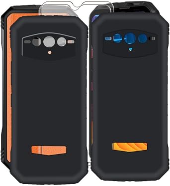 Phone Case for Doogee V30T 6.58", Slim Soft Silicone Bumper Cover Shell Protection Case with 2 Pack Tempered Glass Screen Protector for Doogee V30T - 2 Pieces Black