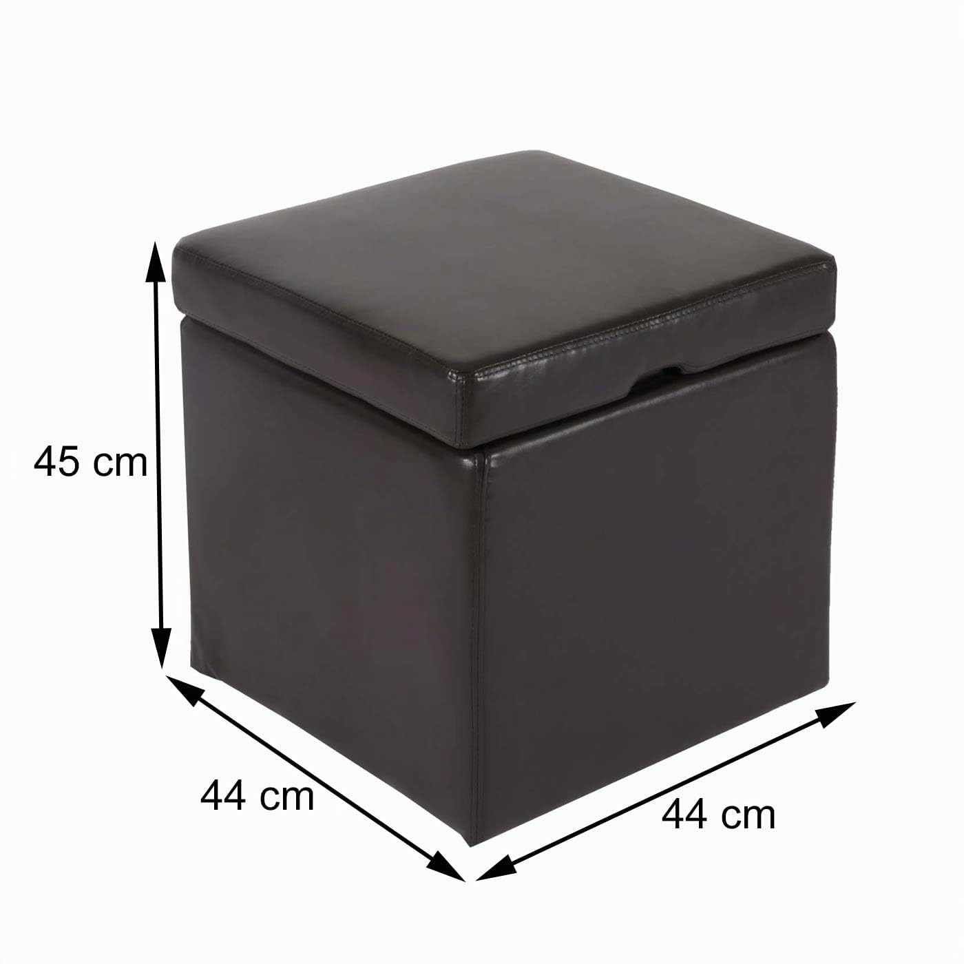 Mendler Hocker Onex mit Deckel, Leder + Kunstleder, 45x44x44cm - braun