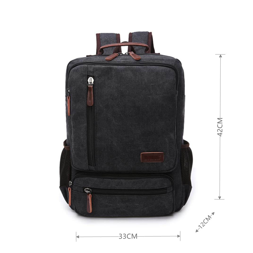 Executive Canvas Backpack for Heavy Duty Notebook Travel, black / black