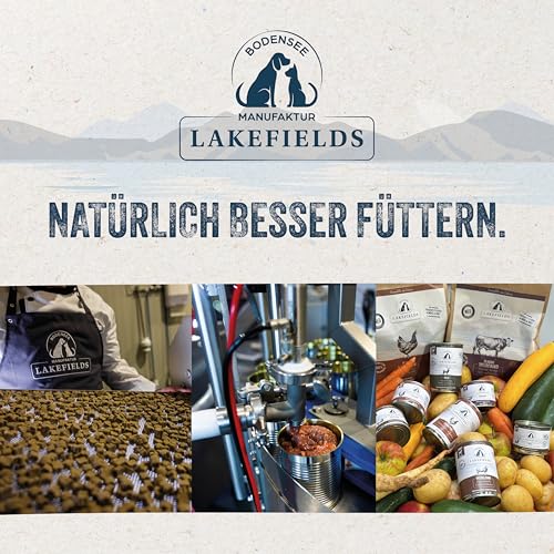 Lakefields Classic Hundefutter trocken | Lamm 60% | 4 x 1kg | Getreidefreies Trockenfutter für kleine ausgewachsene Hunde | Extra kleine Kroketten | Heidelbeeren, Äpfel & Spinat | Schonend gebacken