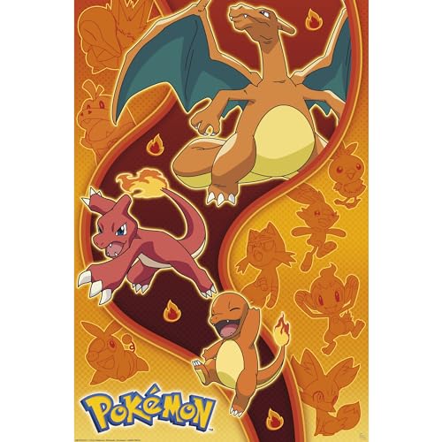 GB eye – Poster POKÉMON Type Feu – Produit Officiel – Affiche – Dimensions 91,5 x 61 cm